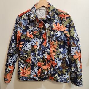 Draper's & Damon's Bold Floral Pattern Jean Jacket Style Size S/P
